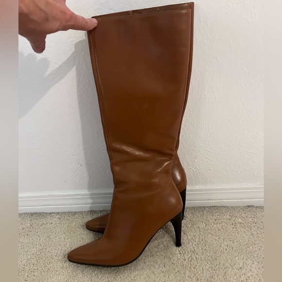 Faux leather Cognac tall boots - Picture 1 of 3